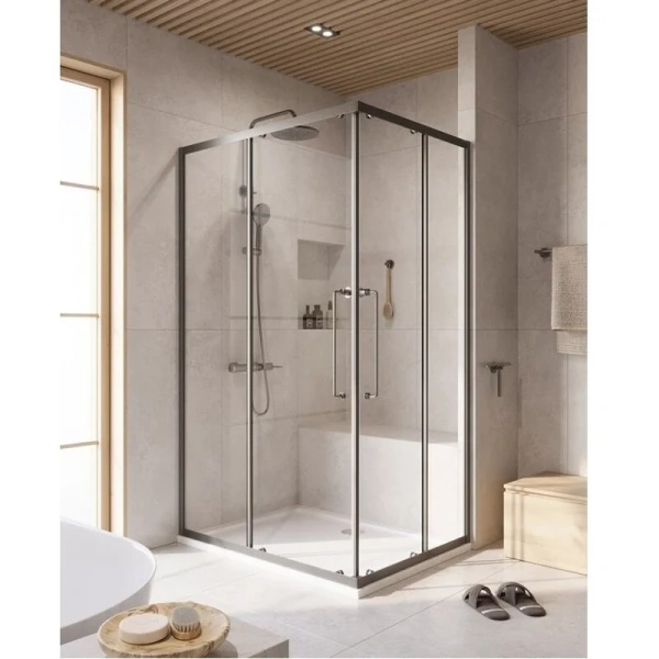 Душевой уголок Cezares Relax 120x90 см профиль оружейная сталь стекло прозрачное - фото 1