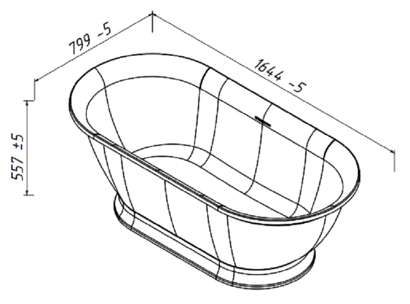 Ванна из искусственного камня Belux Анжело Ан-1650, 4810924266507, 165 x 80 см, белый - фото 3