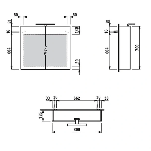 Зеркальный шкаф с подсветкой Laufen Base 80 см белый матовый - фото 2