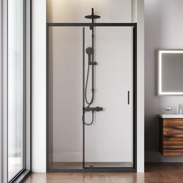 Душевая дверь в нишу Am.Pm Gem 120 см профиль черный - фото 4