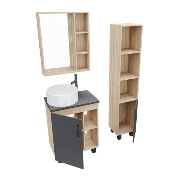 Тумба с раковиной напольная Grossman Флай 10600 60,5 см с распашной дверью, моноблок, под накладную раковину - фото 5