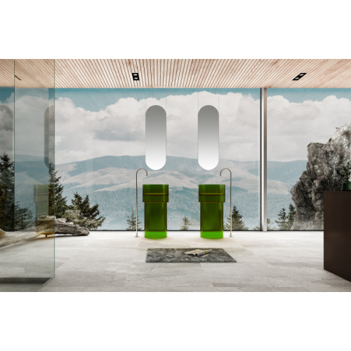 Раковина напольная Abber Kristall 45 см зеленая, напольные, свободностоящие - фото 3