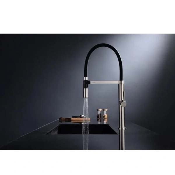 Смеситель для кухни Paulmark Leader никель, высокие, округлая форма - фото 5