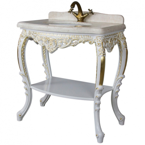 Консоль напольная, цвет белый глянец с золотом, Tessoro Isabella 80, классические, ретро - фото 2