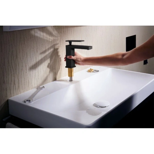 Смеситель для раковины Hansgrohe Tecturis E матовый черный - фото 4