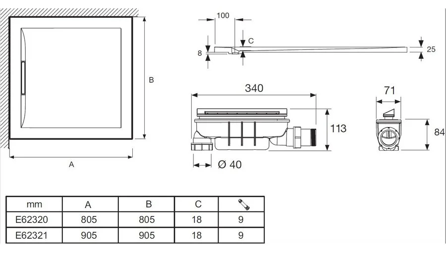 Душевой поддон акриловый Jacob Delafon Flight Pure 90х90 см без антискользящего покрытия, низкие до 15 см - фото 2
