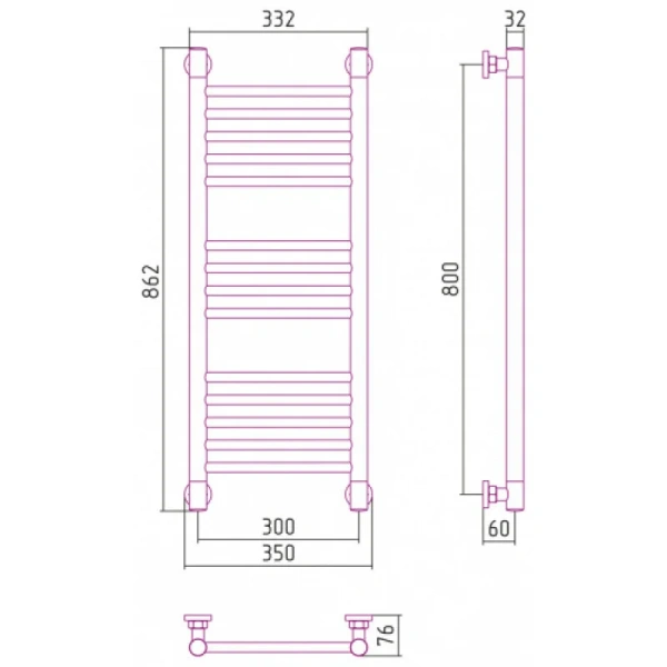 Полотенцесушитель водяной Сунержа Богема+ 30х80 см черный матовый, современные, hi-tech - фото 2