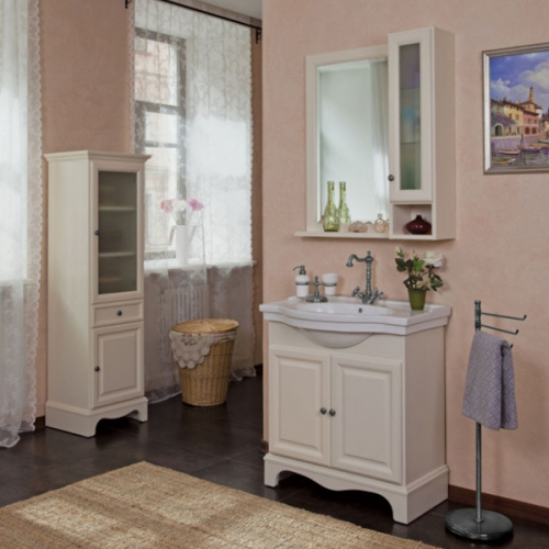 Шкаф для ванной, петли справа, цвет слоновая кость матовый, фурнитура состареное серебро, La Beaute Michel, по запросу - фото 2