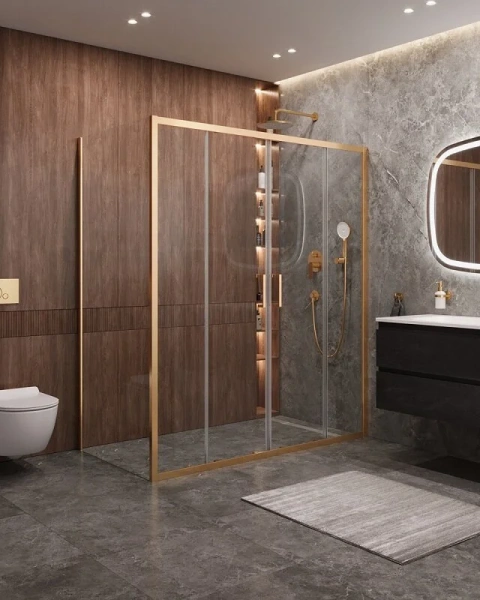 Душевой уголок Cezares Molveno 170х90 см стекло прозрачное профиль золото - фото 3