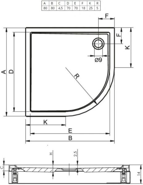Душевой поддон акриловый с панелью R55 Riho Davos 279 80x80 см - фото 2