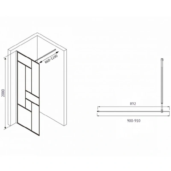 Душевая перегородка Abber Immer Offen 90 см стекло прозрачное - фото 2