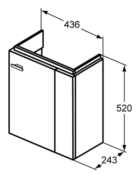 Тумба с раковиной подвесная Ideal Standard Connect Space E037 45 см с L-образной дверкой, моноблок - фото 5