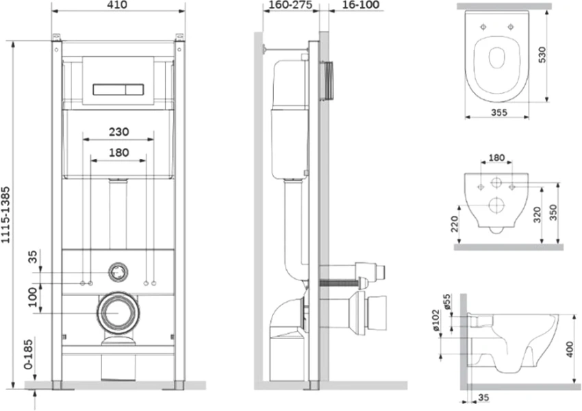 Унитаз с инсталляцией Am.Pm Like с сиденьем микролифт и клавишей index_2 - фото 7