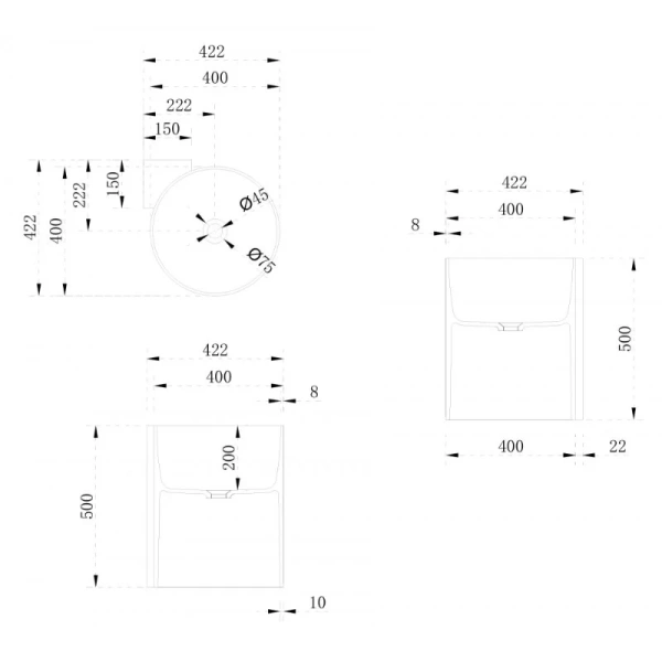 Раковина Abber Stein 42 см с отверстием под смеситель - фото 2