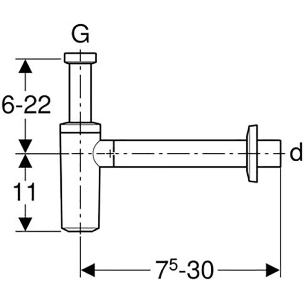Сифон для раковины Geberit Uniflex бутылочный, глянцевый хром, хром - фото 2