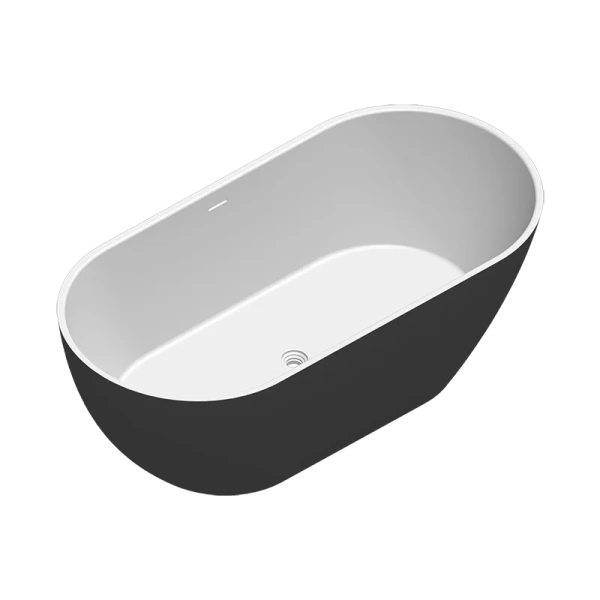 Ванна Radostone Roberta,165 х 80 см, искусственный камень, белый матовый/черный, VRBA19005165 - фото 1