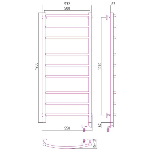 Полотенцесушитель электрический Сунержа Галант 2.0 50x120 см правый - фото 4