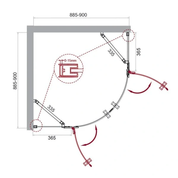 Душевой уголок BelBagno Kraft 90х90 см с прозрачным стеклом - фото 2