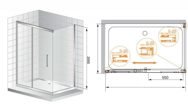 Душевой уголок Cezares Premier-Soft 130х90 см профиль хром, стеклянные, угловые, без поддона - фото 5