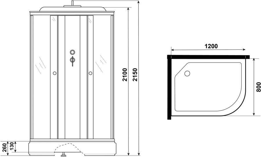 Душевая кабина Niagara Eco 120x80 см левая, угловые, недорогие, для дачи, без гидромассажа, c тропическим душем, с вентиляцией, с крышей index_1 - фото 16