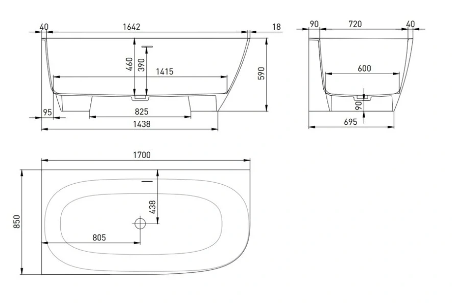 Ванна из искусственного камня Salini Sofia Corner Right 170x85 см белая глянцевая, белые - фото 7