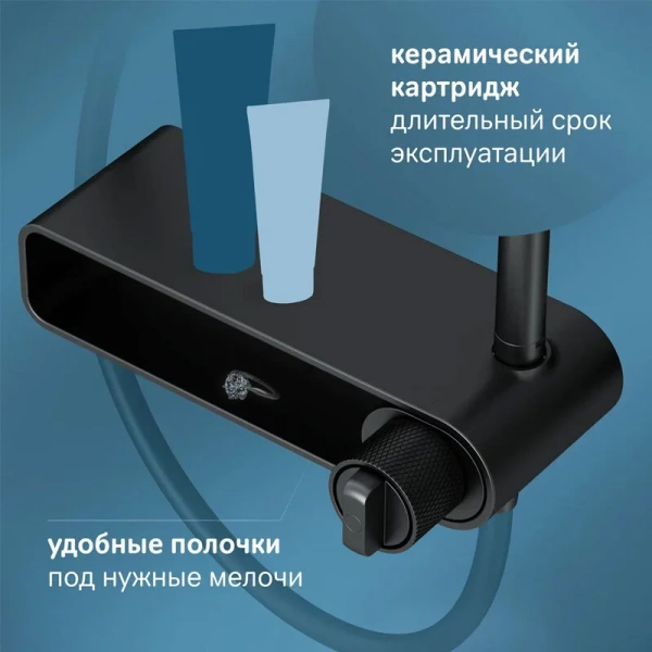 Душевая стойка Am.Pm X-Joy черная матовая, настенные - фото 7