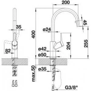 Смеситель для кухни, хром, Blanco Carena-S, на мойку, на столешницу - фото 5