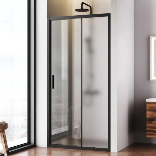 Душевая дверь в нишу AM.PM Gem Solo 100 см профиль черный стекло матовое, матовые - фото 7