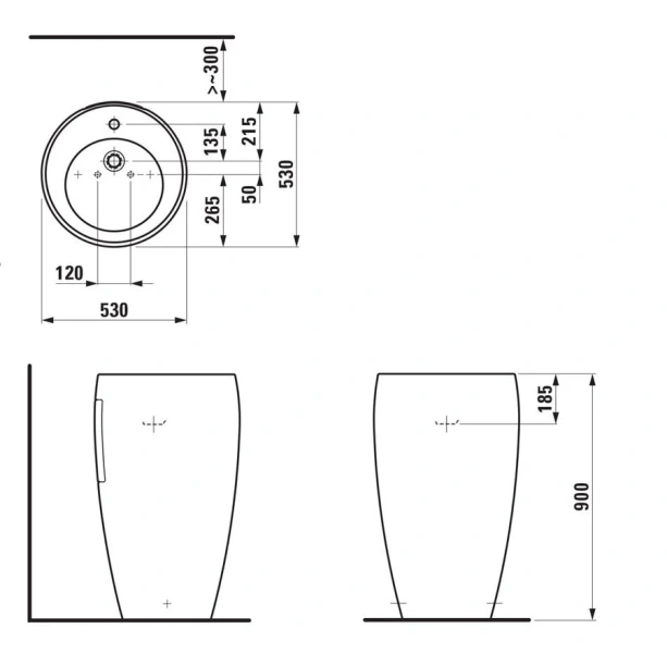 Раковина напольная Laufen Alessi One 8.1197.2.400.104.1 52х53х90 см - фото 2