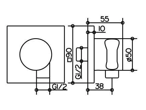 Вывод для шланга с держателем душевой лейки DN 15 Keuco IXMO 59592 010002 - фото 2