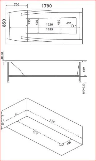 Акриловая ванна Bas Эвита 180х85 в 00043 белый - фото 2