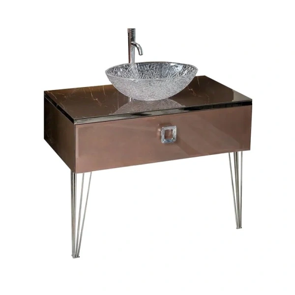 Тумба с раковиной напольная Boheme Lucido 770-080-PU 80 см лиловая, высокие ножки - фото 1