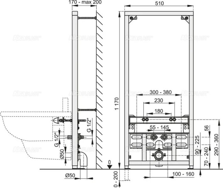 Инсталляция для биде Alcaplast черная - фото 2