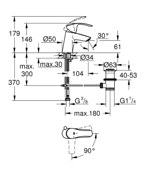 Смеситель для раковины Grohe Eurosmart 32926002 - фото 2