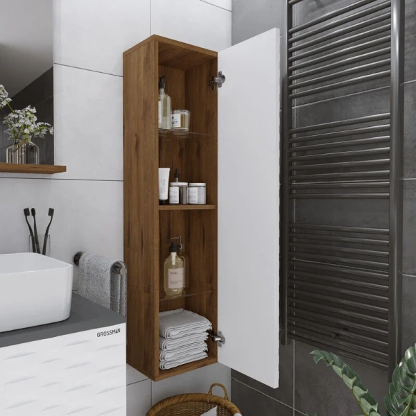 Шкаф-пенал подвесной Grossman Альба 30 см веллингтон/белый, 30 см - фото 3