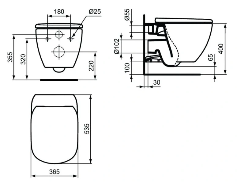 Унитаз подвесной Ideal Standard Tesi безободковый - фото 2