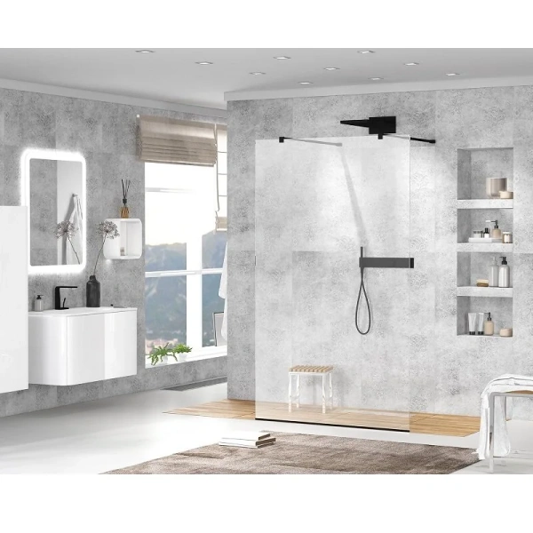 Душевая перегородка Cezares Liberta 115 см профиль черный, прозрачные - фото 5