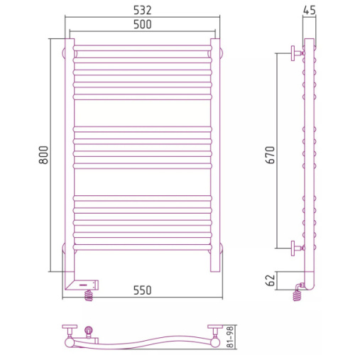Полотенцесушитель электрический Сунержа Флюид 2.0 50x80 см белый - фото 2