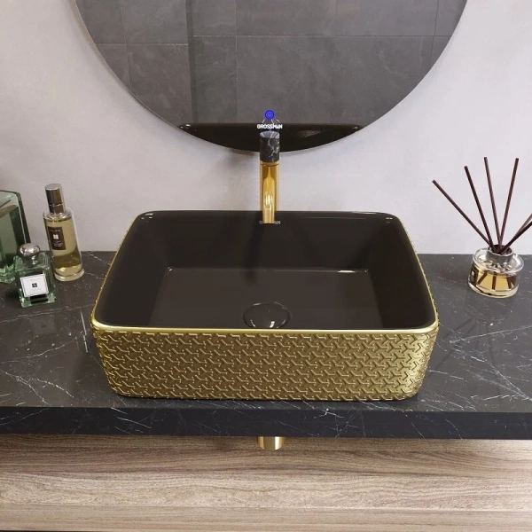 Раковина Grossman Color 48 см золото/черная - фото 3