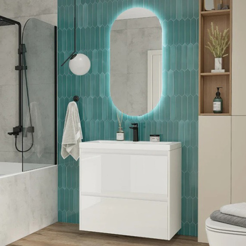 Тумба под раковину подвесная Velvex Klaufs 80 см белая, современная, hi-tech - фото 3