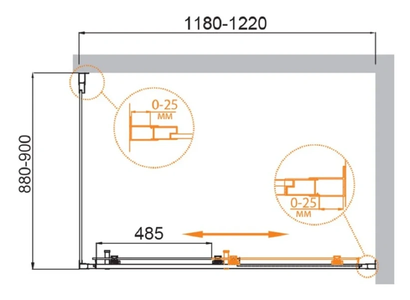 Душевой уголок Cezares Molveno 120x90 см стекло прозрачное профиль золото, прямоугольные - фото 2