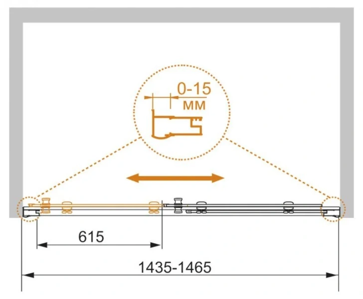 Душевая дверь в нишу Cezares Pratico 145 см стекло рифленое Punto - фото 2
