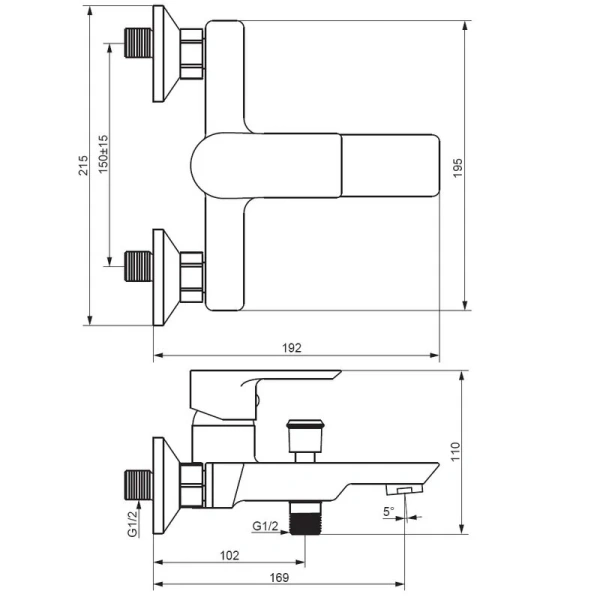 Смеситель для ванны Damixa Apollo 471000 однорычажный - фото 2