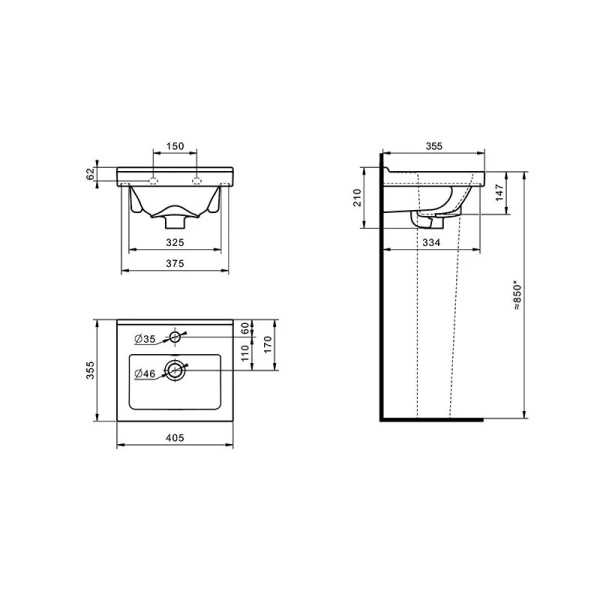Раковина Santeri Визит 40 см прямоугольная - фото 2