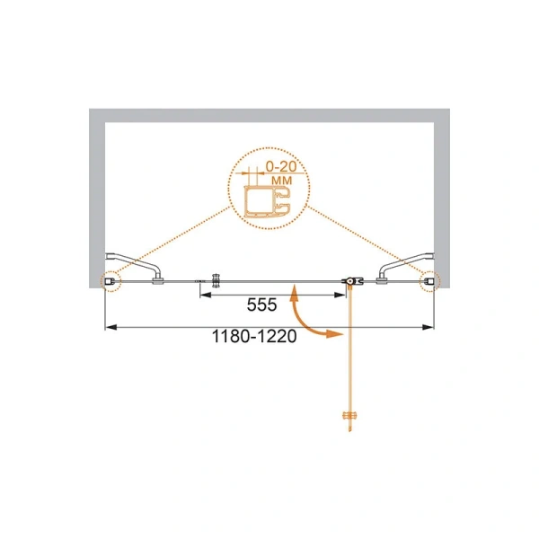 Душевая дверь в нишу Cezares Elena 120 см стекло рифленое Punto, левая, современные, hi-tech - фото 2