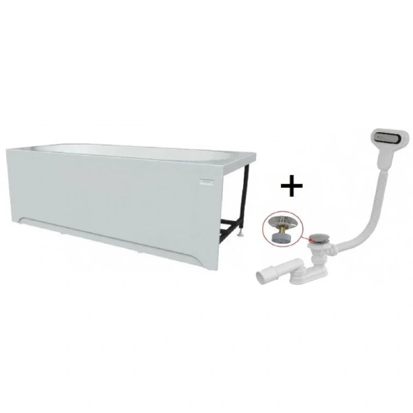 Акриловая ванна Радомир Вальс 1-01-2-0-9-183К, 180 x 80 см, каркас, фронтальный экран, слив-перелив автомат Вальс в комплекте, белая/хром - фото 4