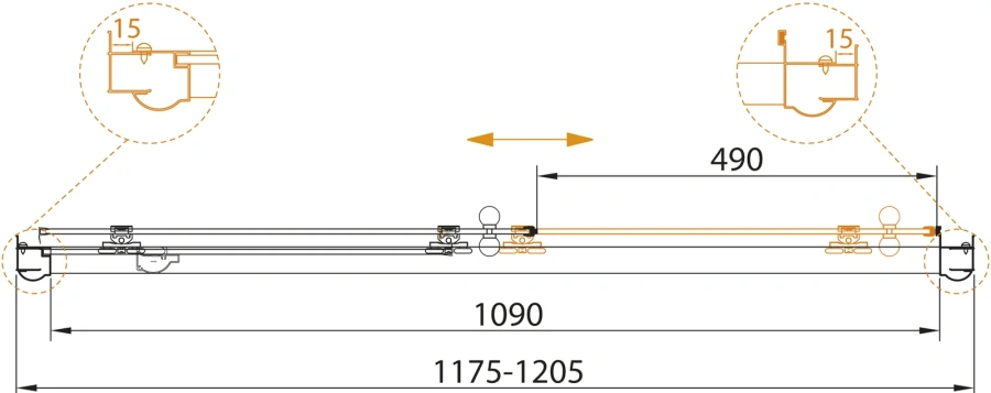 Душевая дверь в нишу Cezares Giubileo 120 см стекло прозрачное с матовым рисунком, профиль хром - фото 4