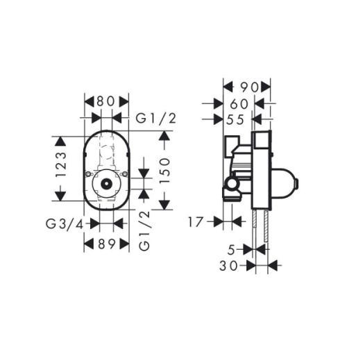 Скрытая часть смесителя Hansgrohe латунь - фото 2