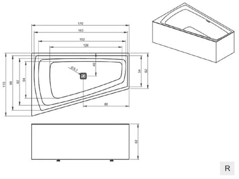 Акриловая ванна Riho Still Smart Fall Plug & Play B101015005/B102016005, 170 x 110 см, наполнение через перелив, левая/правая, цвет белый - фото 4