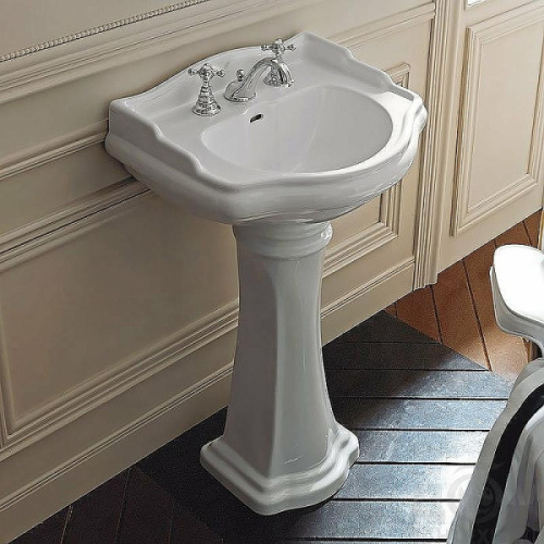 Раковина Kerasan Retro 73 см с 3 отверстиями под смеситель, белая, классические, ретро - фото 2